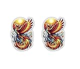 Set of 2 Vibrant Phoenix Rising Sticker - Colorful Mythical Bird Decal for Laptops, Cars, Journals (6)