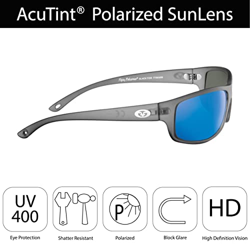 Flying Fisherman Slack Tide Polarized Sunglasses With Acutint Uv Blocker For Fishing And Outdoor Sports, Granite Frames/Smoke-Blue Mirror Lenses , Small/Medium #TOP3