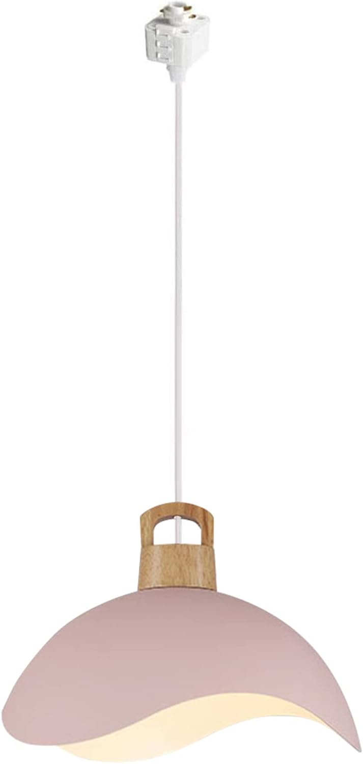 Kiven H-Type Track Lights, E26 1-Light Track MountedSimple Nordic Style Macaron Wood Rrt Petal-Shaped Hanging Crescent Lamp for Dinner Home Bar Bedroom-Black(Bulb Not Included)