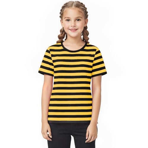 Mizzuco Kids Striped T-Shirt Short Sleeve Crew Neck Boy Girls Summer Tee Top 3-12 Years