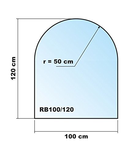 Funkenschutzplatte Rundbogen 100x120cm Schwarz Glasplatte mit Dichtung