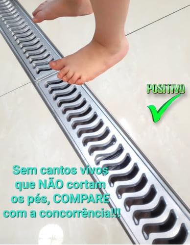 Ralo Grelha Linear 10x100cm Alumínio Escovado com Aro De Fixação(2 Peças de 10x50cm)