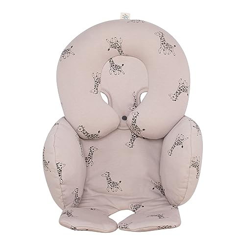 JYOKO Kids Sitzverkleinerer Antiallergikum Universal Baby 100% Baumwolle (Giraffe, Enthält eine Kopf- und eine Körperstütze, 2 Stück)