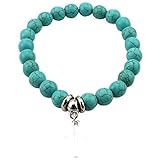 Reepetty Damenuhr Breites Lederarmband Vintage Armreifen Armbänder Türkis Perlen für Männer Frauen Armband Damen Breit Edelstahl (G, One Size)