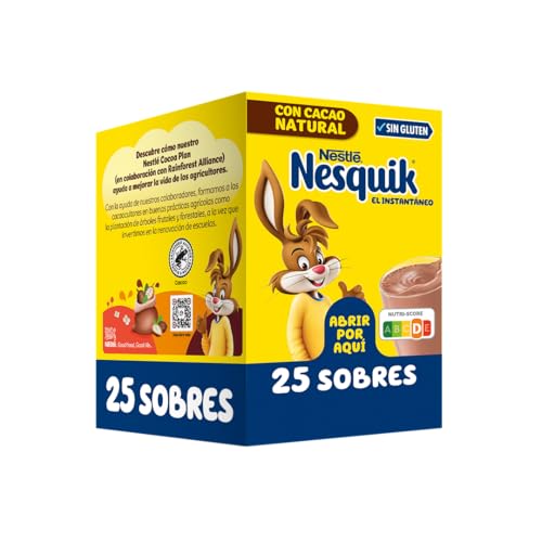 Nesquik cacao soluble instantáneo - 1 estuche x 25 sobres de 13,5 g - Total: 337.5 g