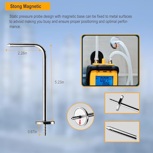 Image of ZIBOO JL3KM Manometer Probe Kit, Compatible with Klein Tools ET180 Digital Manometer Compatible with Fieldpiece JL3KM2, SDMN5,SDMN6,ADMN2,HVAC 2X 39.37 inch (1.0M) Soft Tubes