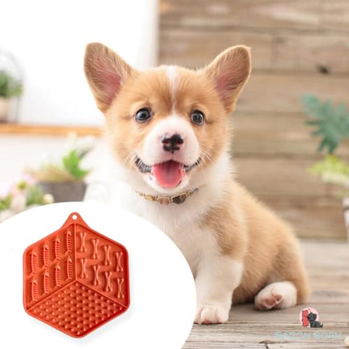 Comedouro Ventosa Tapete De Lamber Para Cães E Gatos Pet Silicone 2D (Laranja)