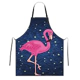 Gocerktr Cute Beautiful Pink Flamingo Bib Apron with Adjustable Neck for Men Women,Suitable for Home