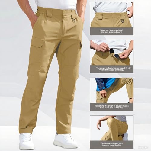 Cargo Pants for Men Straight Leg Water Resistant Pant Casual Loose Fit Running Outdoor Hiking Trouser with Pockets4
