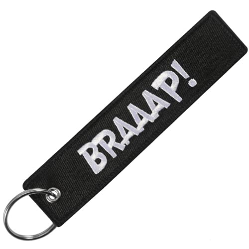 Desconocido Porte-clés de moto, porte-clés de voiture, porte-clés pour motards, porte-clés en tissu BRAAAP!, Noir , standard Cover