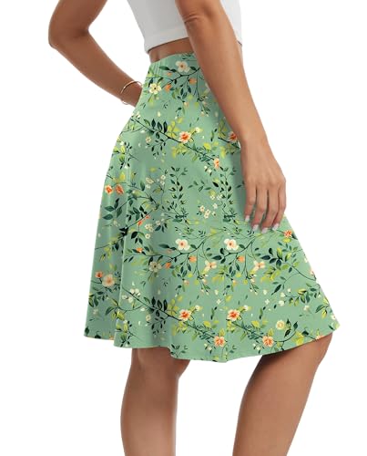 VIISHOW Women's Knee Length Skirt High Waisted Stretchy A-Line Skirt