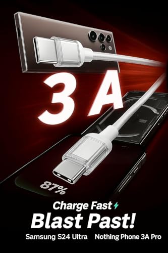 Image of Mudo 45W Type-C to C Charging Cable Compatible with CMF /Google /Samsung Fast Charging For CMF, Bud, Laptops & More Type C Devices, White