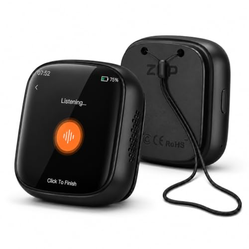 Z02 Smart Language Translator & AI Companion Digital Badge, Real-Time Translation Wearable Assistant with 102 Language, Recorder & Meeting Minutes, for Language Learning/Business/Travel