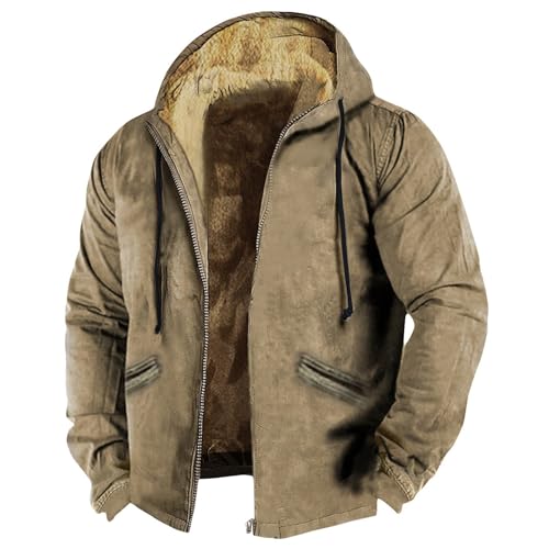 FeiBeauty Flanell Jacke Herren Rettungsdienst Steampunk Mantel Sweatjacke Ohne Kapuze Sommerjacke Strickjacke Beige Fleecejacken Warnschutzjacke