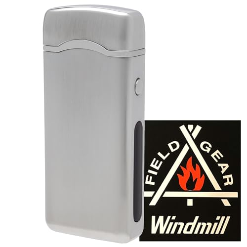 WINDMILL(ウィンドミル) 電子ライター USB充電式 アークライター ARCH S ヘアーライン 電池残量表示 typec usbケーブル付き シルバー 特製ステッカー付き 71720100
