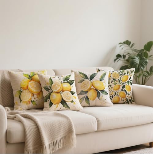 Housse de coussin 45x45 citron imperméable jaune k-1002 - 5