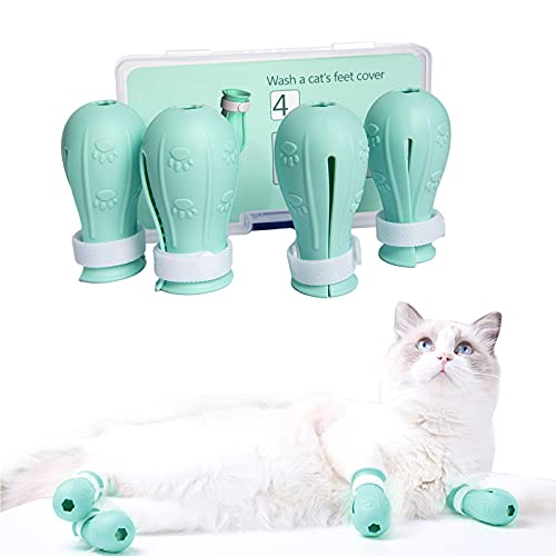 Image of Adjustable Silicone Cat Scratch Proof Boots for Bathing and Grooming | Bathing and Grooming