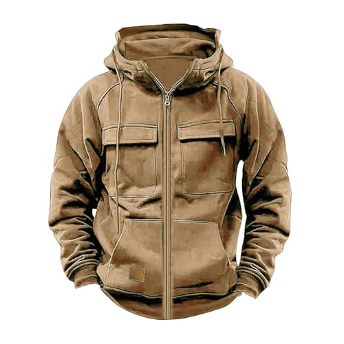 Men's tactical sweatshirt pull à capuche zippé avec poches pour homme
