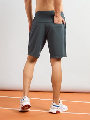Image of TECHNOSPORT Men Solid Slim Fit Sports Shorts TS Flexi Polyester Mid Rise Drawstring Shorts Pant for Men Pockets Gym Workout Running Joggers Casual Quick Dry