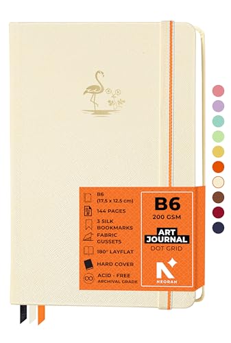Image of NEORAH - B6 - ART JOURNAL | 200Gsm Dotgrid Notebook |144 Pages(17.5 x 12.5 cm) | Lay Flat |HardCover Bullet - Journal |3 Bookmarks |Elastic Closure| Inner BackPocket | Ideal-Bujo,Drawing (AFTER GLOW)