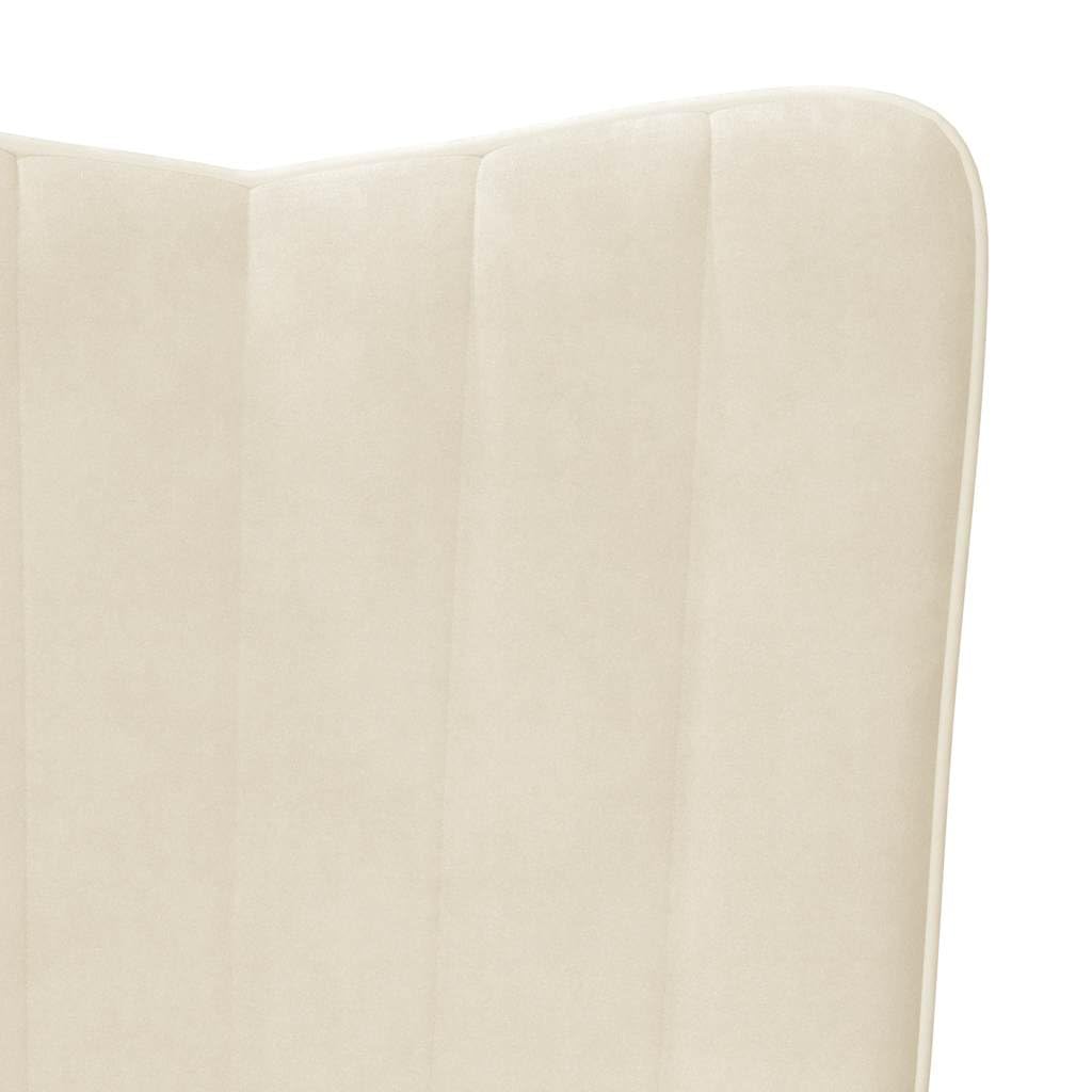 Poltrona relax con sgabello, in velluto, colore bianco crema, con struttura in acciaio, moderna poltrona relax con poggiapiedi, poltrona singola imbottita per soggiorno e camera da letto