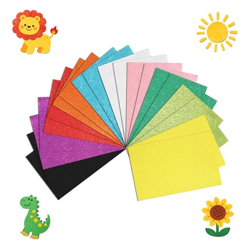 Glitter Cardstock 20 Pack Glitter Foam Sheets Craft 8 x 12 Inch Gilitter Scrapbook Colored Sparkles Foam Papers for Art Crafts Projects Card Making Classroom Scrapbook DIY Cutter Card Party Decoration