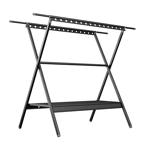 Wäscheständer, Wäscheständer, faltbarer und einziehbarer Wäscheständer für Wäsche, robustes Aluminium mit Aufbewahrungsregalen und Windhaken für drinnen und draußen, zusammenklappbarer Kleiderständer Cover