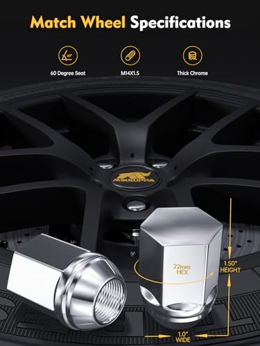 Image of MIKKUPPA M14x1.5 OEM Lug Nuts, Replacement for Chevy Equinox Malibu Impala, Dodge Charger Challenger Durango, Chrysler 300 Factory Wheel, Chrome 4PCS One-Piece 1.5 inch Tall Short Tire Nuts 611-330