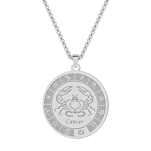 Collier cadeau Cancer fait main : médaille amulette et chaîne de corde homme