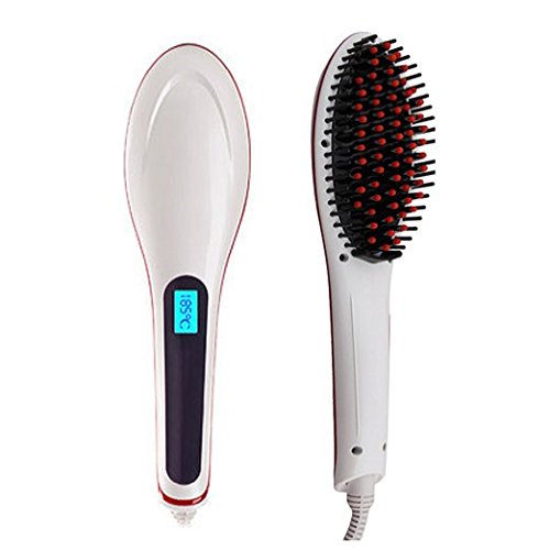 Raphycool Brush Hair Straightener, Instant Magic Silky Straight Hair Styling, Anion Hair Care, Anti Scald, Zero Damage, Massager Straightening Irons, Detangling Hair Brush White