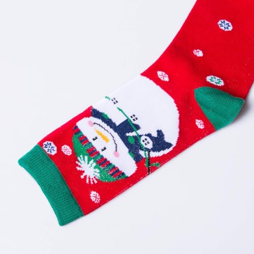 Image of Chalier Womens Funny Socks Cozy Cute Printed Patterned Fun Sock Novelty Cat Dog Socks for Women, White Red