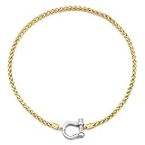 FEEL STYLE Heavy Screw Anchor Shackle Wheat Necklace - 18Inch Stainless Steel Foxtail Wheat Chain Necklace - Screw Anchor Shackle Nautical Sailor Clasp