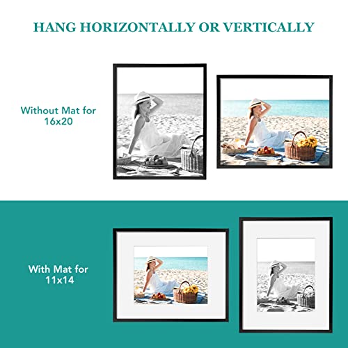 Twing 16 X 20 Picture Frame Set Of 6, Classic Picture Frames Display Pictures 11X14 With Mat Or 16X20 Without Mat, Wall Mounting Home Decor Collage Photo Frames Poster Frame Black Composite Wood #TOP1