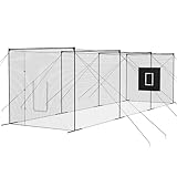 40 FT Baseball & Softball Batting Cage Net with Frame - Professional 40 Foot Training Cage for Backyard, Includes Pitching Machine Hole, 1.26" Heavy-Duty Galvanized Steel Poles & 45-PLY PE Netting