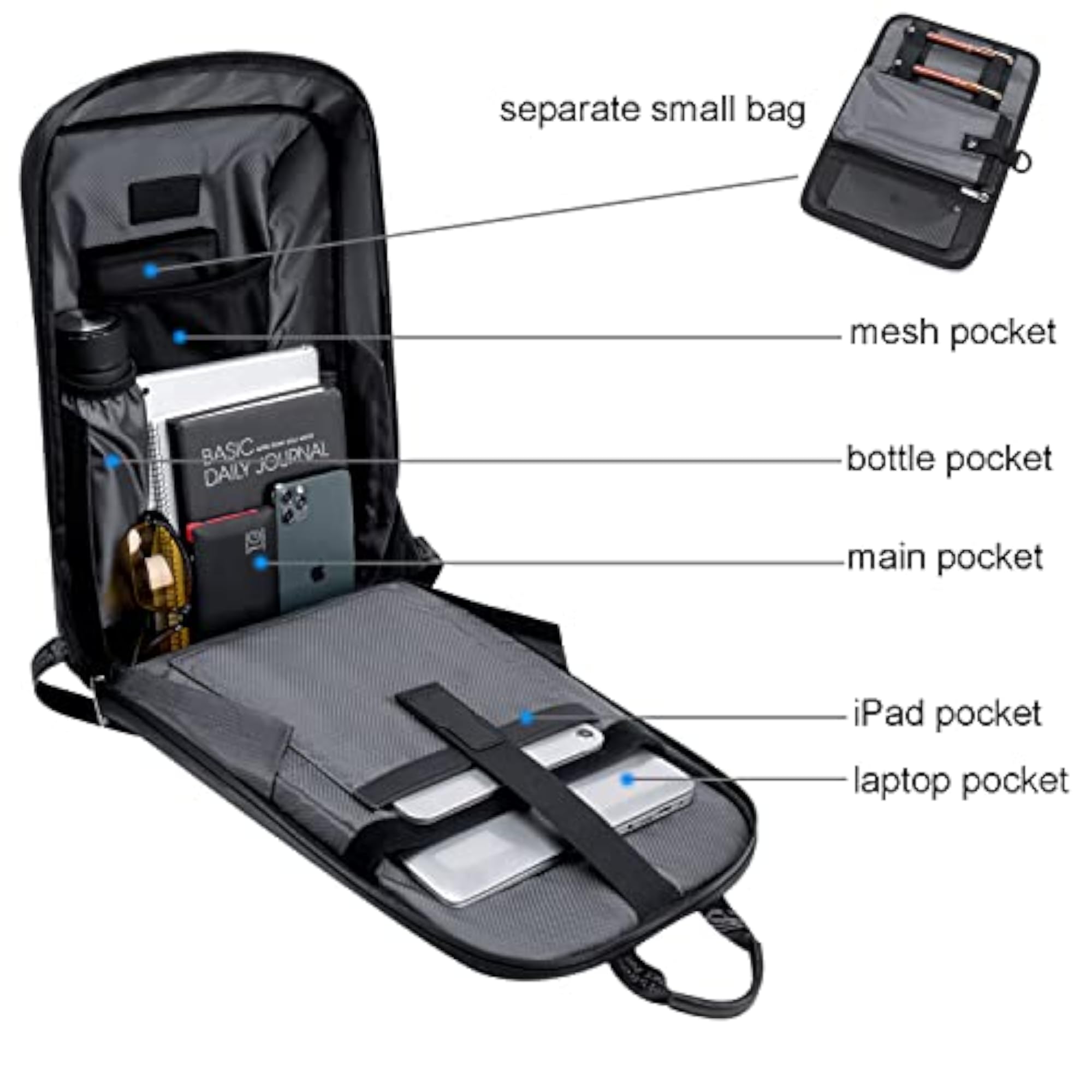 Slim Backpack for Men 18L Semi-hard 15.6" Laptop Bag