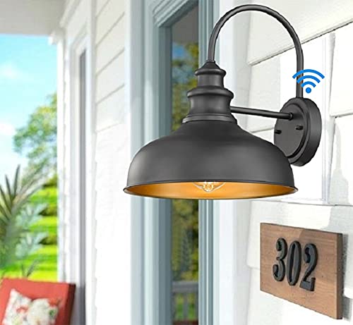 Bestshared Dusk To Dawn Wall Lights, Farmhouse Gooseneck Barn Light, Outdoor Wall Sconce, Outdoor Black Finish Lantern For Porch With Contrast Color Interior (4 Pack) #TOP4