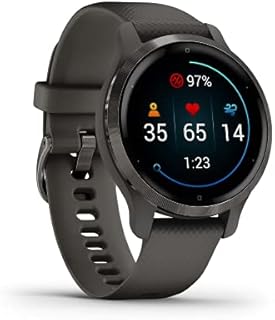 Garmin Unisex-Adult VENU 2S Schiefergrau mit Schnellwechsel-Silikon-Armband 18 mm Umfang:110-175 mm GPS-Laufuhr, S Zertifiziert und Generalüberholt)