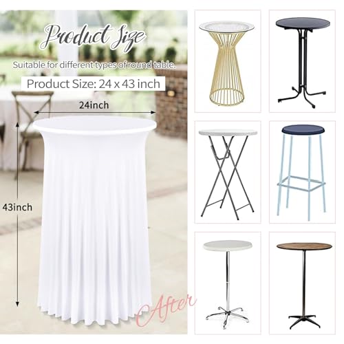 fani 8 Packs 24"x 43" Round Cocktail Table Skirt, White by fani - Used condition - Image 2