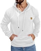 This mens hoodies made from soft and breathable fabric, delivering extraordinary comfort and warmth. Mens hoodie sweatshirt designed in waffle pattern, Kanga pocket, Solid color, Long sleeves, Elastic ribbed cuffs, Pullover hooded with adjustable dra...