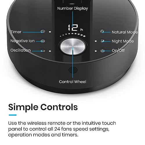 Pro Breeze 8" Foldable Desk Fan - Air Circulator Fan with Low Energy DC Motor - Quiet Cooling Fan with 24 Speeds, 4 Operating Modes, 12 Hour Timer for Home, Bedroom and Office - Black