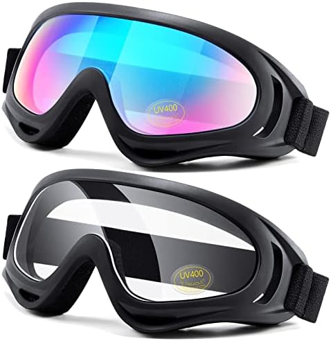 LOEO Motorcycle Goggles 2 Pack-ATV Dustproof Dirt Bike Goggles for Ski Racing Riding, Off Road Waterproof Motocross Goggles