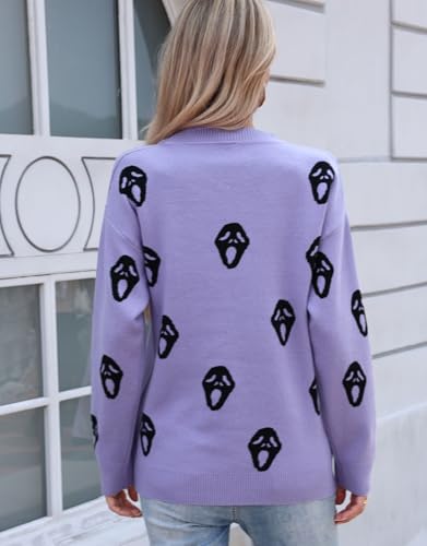 Image of Womens Cute Heart Sweater Crew Neck Long Sleeve Pullover Valentines Sweater