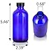 JUVITUS 8 oz Cobalt Blue Glass Boston Round Bottle with Black Phenolic Cone Lined Caps (4 Pack)