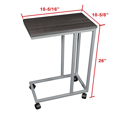Ckp The Austin C Table/End Table/Laptop Stand, Zebra Wood Finish Laminate Top/Silver Base With Casters #TOP1