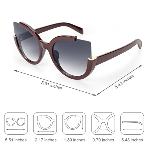 Supertrip Womens Fashion Oversized Round Square Plastic Vintage Cut-Out Flash Mirror Lens Cat Eye Sunglasses4
