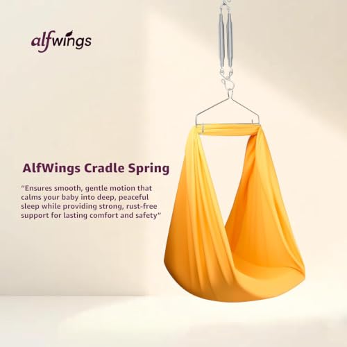 Image of Combo Set Baby Cradle Spring and Hanger | Up to 20 Kg | for Swing Jhula Straight Hanging Spring for, Thottil Hook Jhoola Palna (Silver, Center Hole)