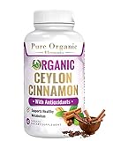 Certified Organic Ceylon Cinnamon with Antioxidants - Aid in Weight Loss, Boost Metabolism - Vegan Supplement - Made in USA - Pure Sri Lanka Ceylon Cinnamon Powder Caps 1000mg – 60 Capsules