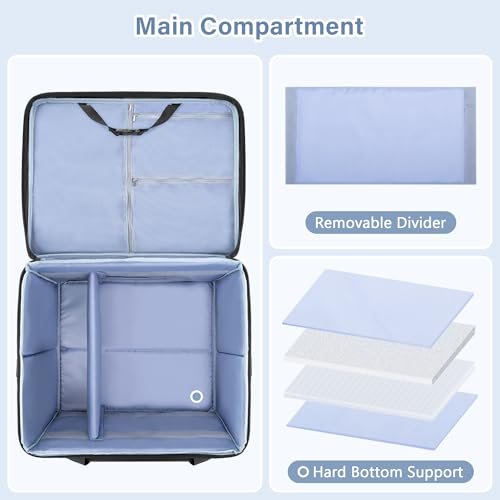 Yarwo Tragetasche mit Rollen für DNP/HiTi/Mitsubishi Drucker, Polster Reisetasche mit abnehmbaren Rädern & Trennwand für Fotodrucker-Papierrollen, 42 x 41 x 32 cm
