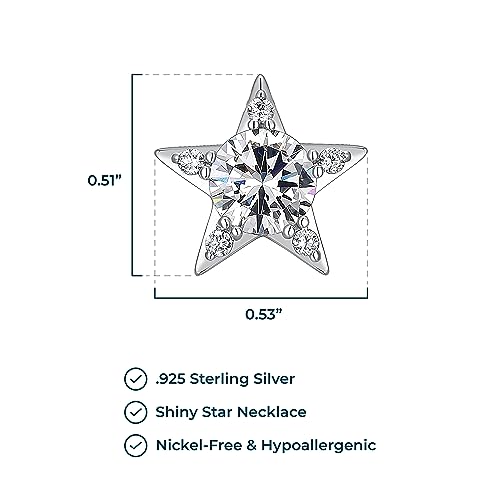 MORGAN & PAIGE .925 Sterling Silver Rhodium or 18K Gold Plated Cubic Zirconia Pave Star Stud Earrings for Women or CZ Star Pendant Necklace - Dainty Hypoallergenic Silver Necklace for Women Jewelry3