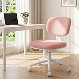 Hellove Cute Chaise Bureau avec roulettes, Sherpa Chaise Coiffeuse Réglable en Hauteur, Cheise de Maquillage 360°Pivotante, Fauteuil Bureau Fille, Ado pour Salon Chambre 135kg Rose
